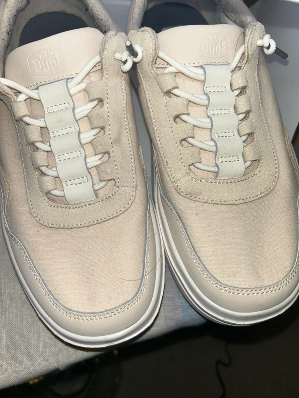 Hey Dude Hudson Lift Womens Light Blush Canvas Lace-Up Sneakers size 9 GREAT con